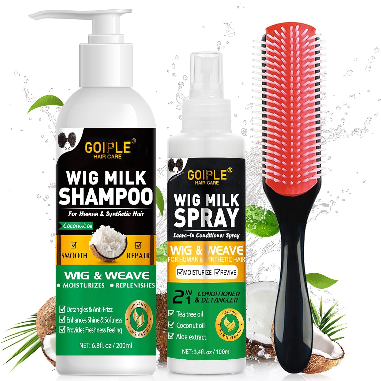 GOIPLE 3 in 1 Wig Care Kit wit - Hair Care Spray recension och pris