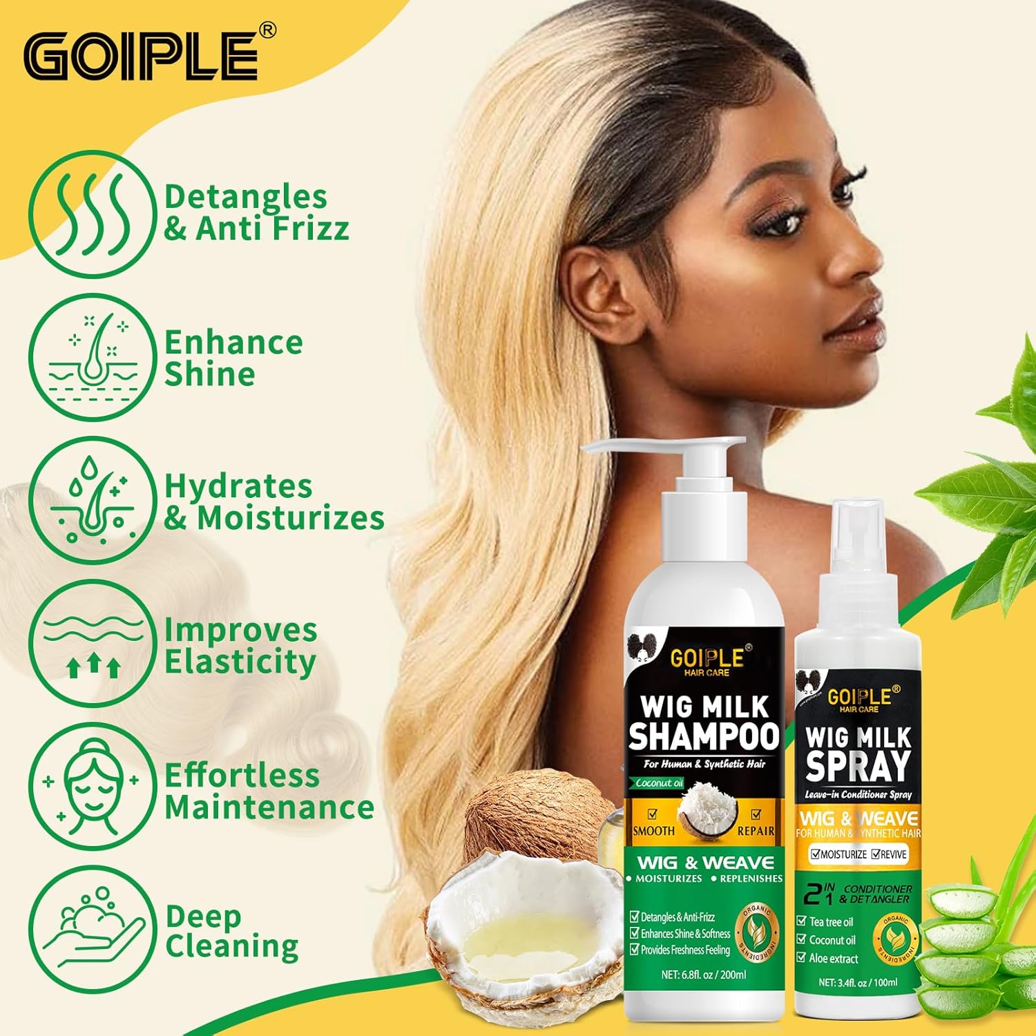 GOIPLE 3 in 1 Wig Care Kit wit - Hair Care Spray recension och pris